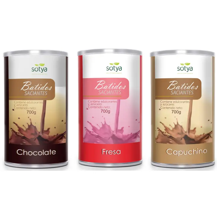 3 X BATIDO SACIANTE  Chocolate, Fresa y Capuchino 700Gr SOTYA Sustitutivo de una comida - 1