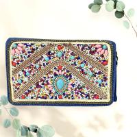 MEJORADA - Cartera Monedela de Tela Vaquera con Adornos Folklóricos y Tarjetera para Mujer - details 4