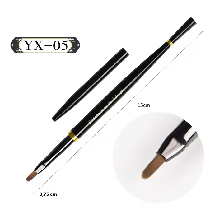 Cepillo De Arte De Uñas Negro Para Manicura Acrílica UV Extensión De Gel Cepillo De Pintura Y Dibujo De Polvo De Uñas - 1