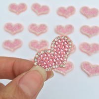 20Pcs Parches En Forma De Corazón Rosa Con AB Rhinestone Aplicación De Diamantes Para Ropa Decoración De Clip De Cabello Accesorios De Costura - details 3