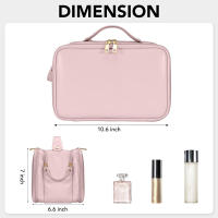 Bolsa de cosméticos de viaje, bolsa de cosméticos portátil, bolsa de almacenamiento impermeable, neceser, soporte vertical independiente para brochas - details 1
