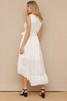 VESTIDO IBICENCO CINTA - Vestido Asimétrico Blanco, Calado, Algodón, Primavera Verano para Mujer - details 3