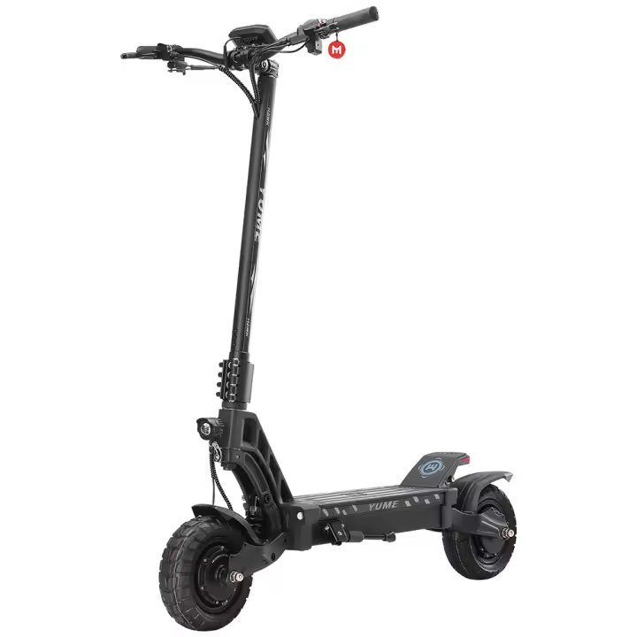 YUME HAWK Patinete Eléctrico, Neumáticos Todo Terreno sin Cámara de Aire de 10x3.15" Motor de 1200W*2 Batería de 60V 22.5Ah Velocidad Máxima de 70km/h Alcance Máximo de 70km Freno de Disco Hidráulico Carga Máxima de 126kg Control mediante APP - Negro - 1