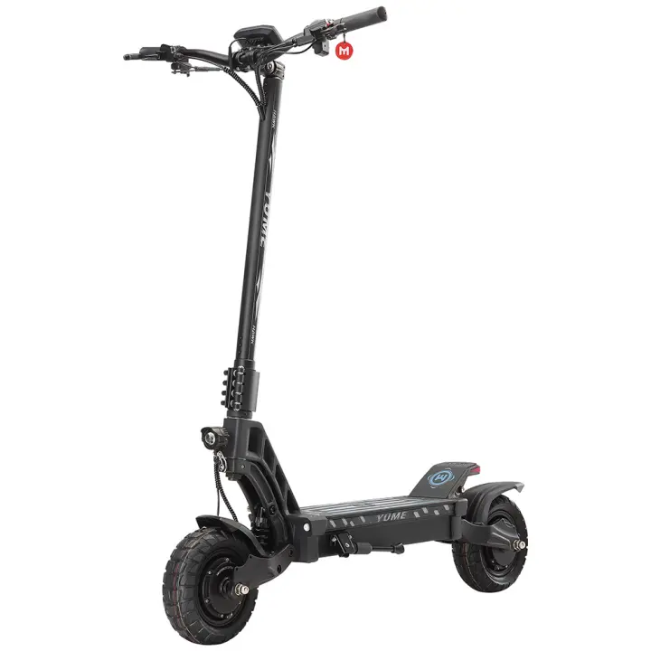 YUME HAWK Patinete Eléctrico, Neumáticos Todo Terreno sin Cámara de Aire de 10x3.15" Motor de 1200W*2 Batería de 60V 22.5Ah Velocidad Máxima de 70km/h Alcance Máximo de 70km Freno de Disco Hidráulico Carga Máxima de 126kg Control mediante APP - Negro - 1