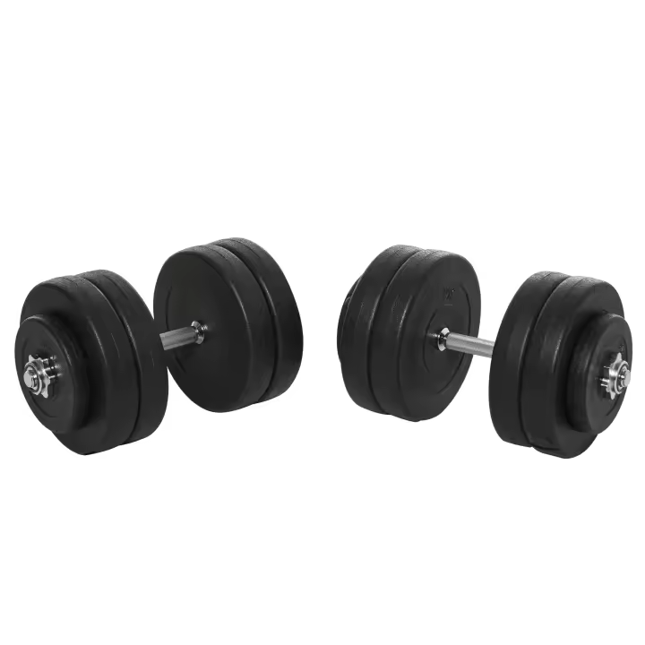 HOMCOM Juego de Mancuernas Ajustables Juego de Pesas y Mancuernas 8x5 kg 4x1,5 kg y 2 Barras Total 50 kg para Ejercicio Entrenamiento en Casa Gimnasio Oficina Negro - 1