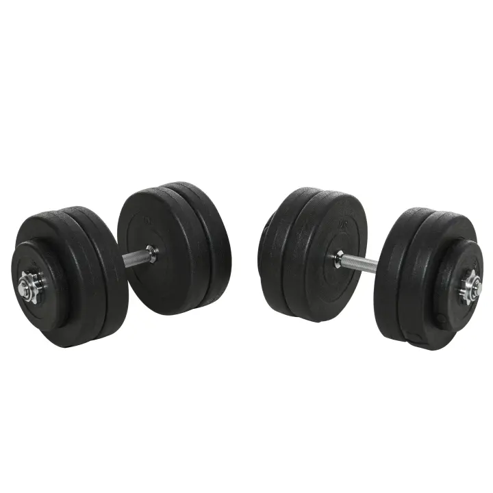 HOMCOM Juego de Mancuernas Ajustables Juego de Pesas y Mancuernas 8x5 kg 4x1,5 kg y 2 Barras Total 50 kg para Ejercicio Entrenamiento en Casa Gimnasio Oficina Negro - 1