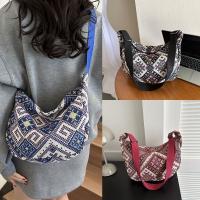 Bolso De Hombro Grande Para Mujer En Lona Estilo Nacional Bolsa De Mano Universitaria Bolsa De Mancuerna Bolsa De Underarm - details 0