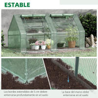 Outsunny Invernadero Pequeño Invernadero de Exterior con Cubierta Doble Ventanas y Marco de Acero Invernadero para Cultivar Tomates Plantas Flores 180x90x90 cm Verde - details 4