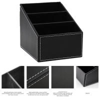 Organizador De Escritorio En Cuero PU Para Control Remoto Almacenamiento De Cosméticos Y Bolígrafos Caja De Almacenamiento Para Teléfono Móvil Correo TV Guía De Oficina - details 1