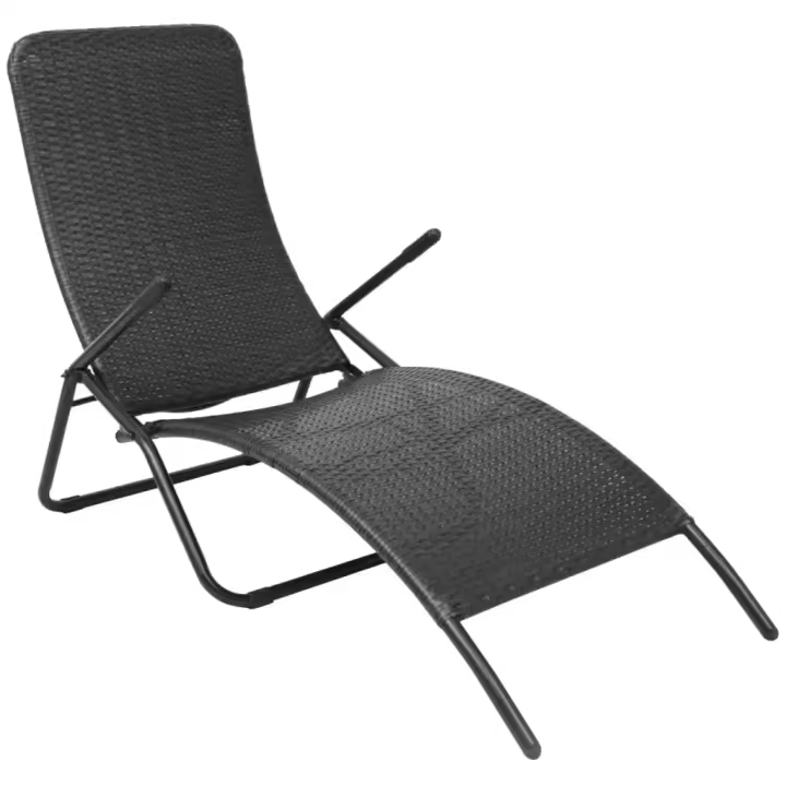 vidaXL Tumbona plegable de ratán sintético negra - 1