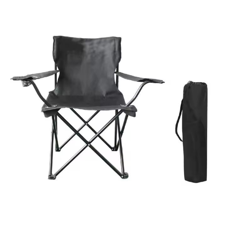 Silla plegable camping silla pesca playa acampada exterior con reposabrazos portavasos de malla blosa lateral resistente 50x50x80c - 1
