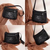 Bolso Bandolera De Moda Para Mujer En Cuero PU Gran Capacidad Con Múltiples Bolsillos Bolso De Hombro Negro Con Relieve Para Salidas Y Fiestas - details 16