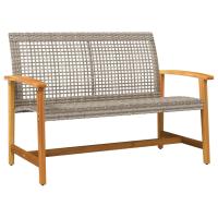 vidaXL Banco de jardín madera de acacia y ratán PE 112 cm Gris, Beige, Conjunto Terraza Muebles Jardín Exterior Juego de Muebles de jardín Mueble Jardín Exterior Muebles de Salon Exterior - details 1