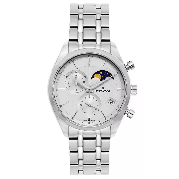 Reloj EDOX Swiss® Les Vauberts Moonphase Chrono 01655-3M-AIN - 1