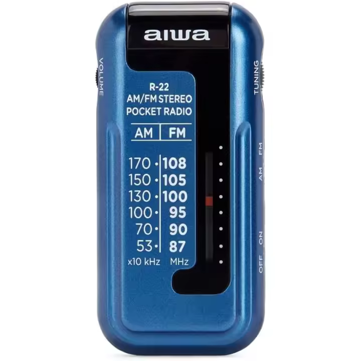 Aiwa R22 Mini Radio Bolsillo AM/ FM Estéreo. ​Sintonizador Analógico ETS Toma De Auriculares (3.5mm). ( Incluye Auriculares ) - 1