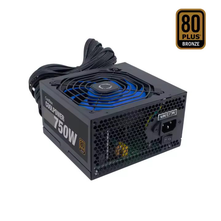 CoolBox Fuente de Alimentación 750W , Conector PCIe , Full Modular, ATX, Ventilador 120mm Ultra Silencioso, Cables de Diseño Plano. Certificación 80 Plus Bronze - 1