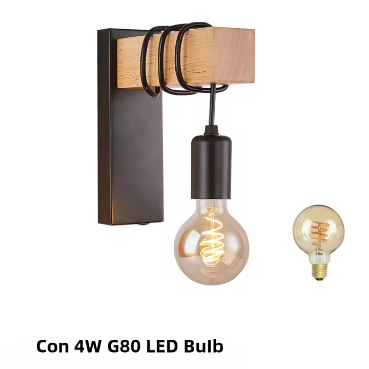 Lámpara de Pared de Madera Retro Luz de Toque de Encendido/Apagado Montada en la Pared - 1