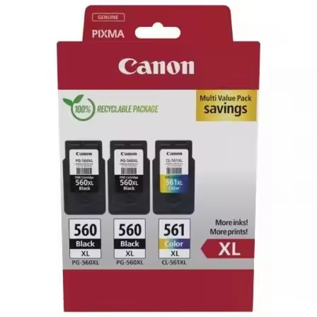 Cartucho de Tinta Original Canon PG-560XL + CL-561XL Multipack Alta Capacidad/ 2x Negro/ Tricolor - 1