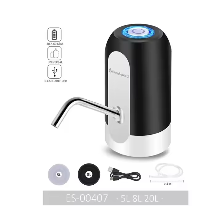 Dispensador de Bomba de Agua, Universal Apto para 5L/8L/20L, Dispensador de Agua Eléctrico Automático Bomba de Agua Portátil con Carga USB para Agua embotellada, Garrafa Botella Bebida Interruptor con Botón - 1