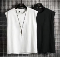 Camiseta De Hombre Sin Mangas De Color Sólido Casual Con Cuello Redondo Absorbente De Sudor Para Deporte En Verano - details 9