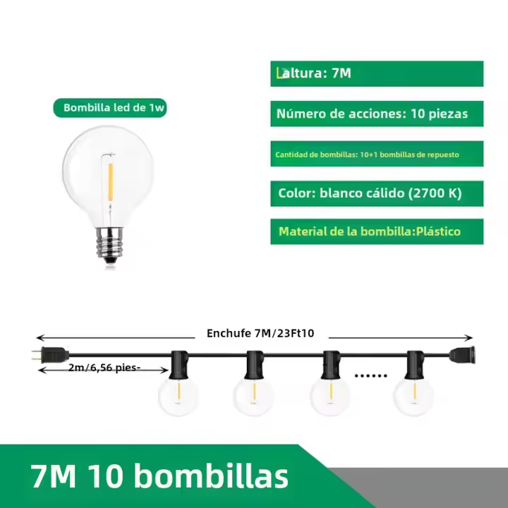 Luces De Cadena LED G40 Para Exterior 110V/220V Guirnalda De Farolillos Para Patio Fiesta Bodas Calle Camping Jardín Decoración - 1
