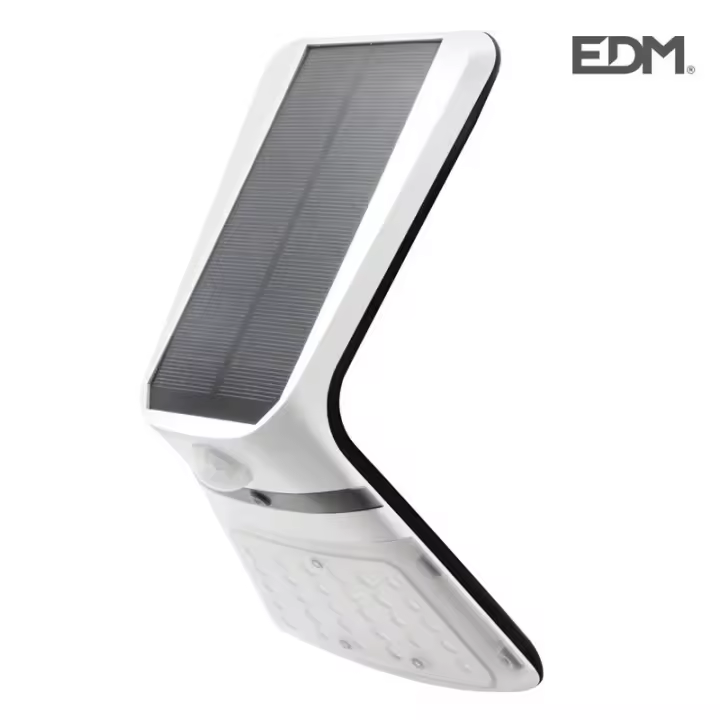 Aplique solar 3.5w 430lm recargable sensor presencia 2 8m Color blanco 10.5x13cm EDM - 1