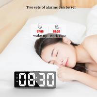 Reloj De Alarma Digital LED Con Control De Voz Dual Snooze Temperatura Mute Reloj De Mesa Estudiante 12/24H Forma Geométrica - details 3