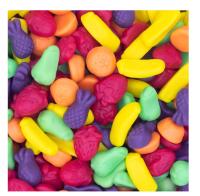 VIDAL Frutitas Jelly bolsa de 1Kg aprox 435 uds Compuesto por diferentes sabores y formas a frutas naturales sabor a Pera, piña, plátano, naranja y fresa tamaño mini sin gluten  sin grasa sabor original Vidal garantizado - details 0