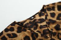 New Fashion Autumn Winter Women's Leopard Print Dress V-Neck High-Waisted Asymmetrical Skirt Casual Ankle-Length Chiffon Dress - details 4