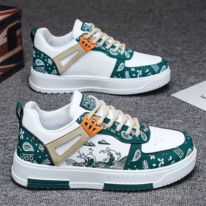 Zapatos De Cuero Y Lona Para Hombre Zapatillas De Cuero Con Transpirabilidad Estilo Coreano Casual Zapatos De Temporada Primavera/otoño - 1