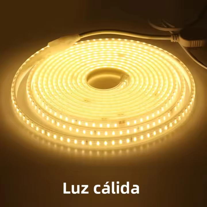 Tira LED Flexible 220V 120LEDs 8W/m Con Enchufe EU Y Interruptor Luz LED No Dazzling Impermeable Para Uso Exterior Tape LED - 1