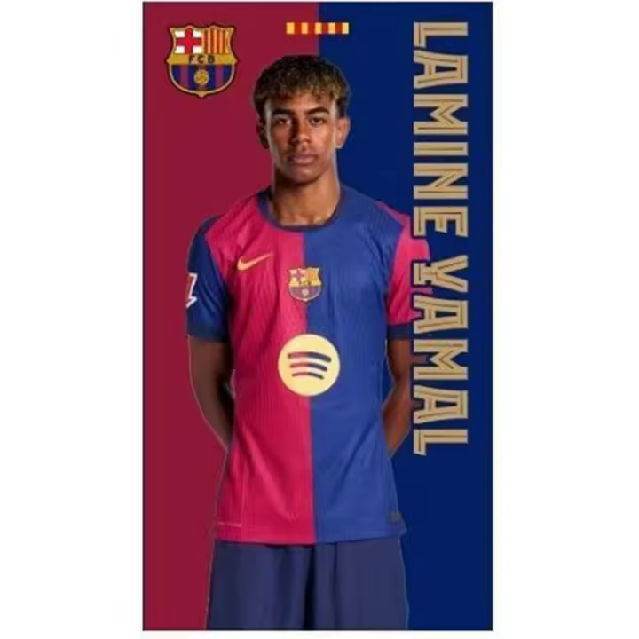 Barcelona Toalla Playa lamine Yamal, 70 x 140 cm, Barça, toalla lamine Yamal, toalla de barcelona, toalla de fútbol, fútbol barcelona, FCB, 100% microfibra, producto oficial, original. - 1