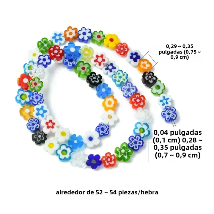 Hilo De 1 Pieza De Flores Hechas a Mano Millefiori De Vidrio Para DIY Joyería De Cuentas Para Niñas Collares Pulseras Kit De Fabricación - 1