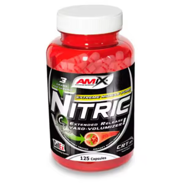 AMIX - Nitric - 125 caps. - Estimulante del óxido nítrico - 125 cápsulas de Nitric - Mejora la vasodilatación y el flujo sanguíneo. - 1