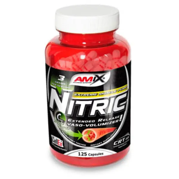 AMIX - Nitric - 125 caps. - Estimulante del óxido nítrico - 125 cápsulas de Nitric - Mejora la vasodilatación y el flujo sanguíneo. - 1