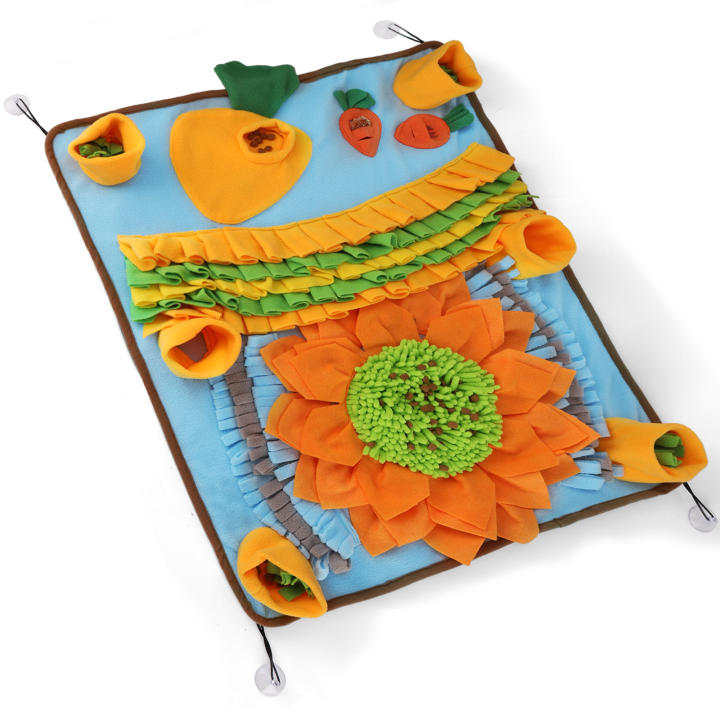 Nobleza Alfombra Olfativa Perros,  Juguete Interactivo para Perros Grandes Medianos y Pequeños 75x58cm, Manta de Actividades Mascota Plegable y Lavable (Azul)