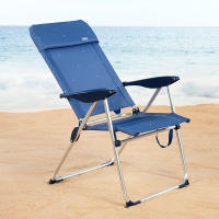 Aktive - Pack 2 sillas de playa plegables, aluminio y textileno, reclinables 4 posiciones, soporta 110 kg, color azul, asas de transporte, modelo La Palma - details 2