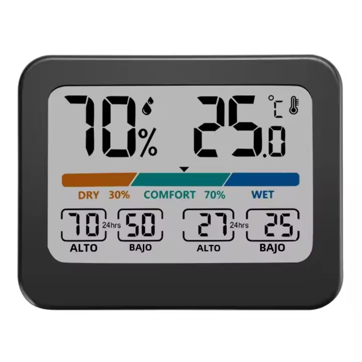 Medidor De Temperatura Y Humedad Digital Pantalla Grande Colorímetro Termohigrómetro Indicador De Comodidad Para El Hogar Recargable Con Batería - 1