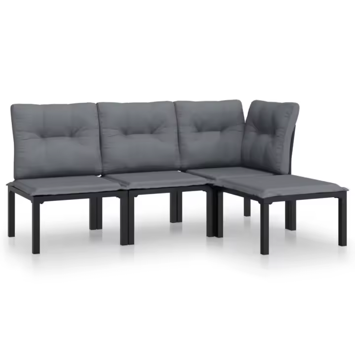 vidaXL Set de muebles de jardín 4 piezas ratán sintético negro y gris - 1