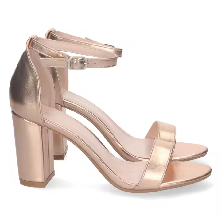 PuntoSalao Sandalias de tacón cómodo fiesta mujer color champán P-6398 - 1