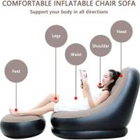 Sofá Perezoso 2-en-1 Con Taburete Y Cama Reclinable Inflable Para Exteriores Para Camping Y RV Con Almohadilla De Pies Plegable Y Manta De Tatami Incluida - details 2