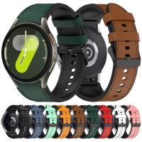 Correa De Reloj Samsung Galaxy Watch 7 6 5 pro 40mm 44mm Band Watch6 4 Classic 47/43/46mm Silicone + Cuero Reemplazo De Cadena De Pulsera - details 0