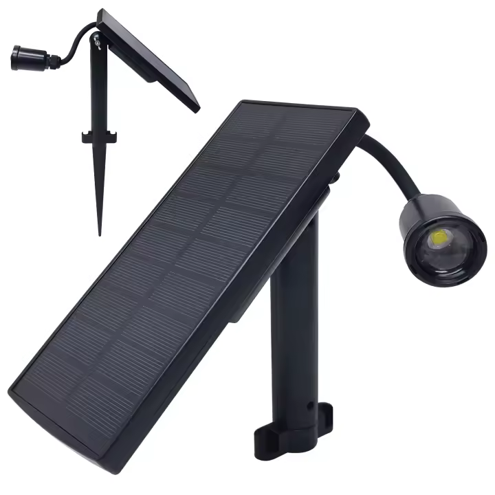 LED ATOMANT Foco LED Solar 2,1W Direccionable con Zoom, Blanco Frio 6000K con Sensor Lumínico, Lampara Solar Impermeable para Iluminación de Caminos, Patio, Terraza y Camping - 1
