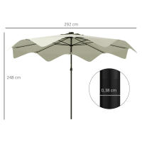 Outsunny Sombrilla de Jardín Ø292x254 cm Parasol de Terraza Manual con 32 Luces LED Solares 8 Varillas Ángulo Ajustable Impermeable y Rejillas de Ventilación para Patio - details 2