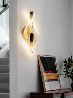Lámpara De Pared Moderna LED En Acrílico Dorado/Oro Y Negro Para Sala De Estar Dormitorio Pasillo Decoración De Habitación - details 2