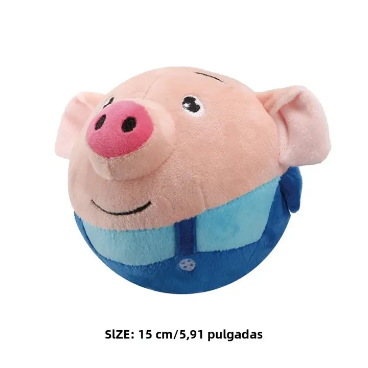 Muñeco De Peluche Animado Con Música Y Vibración Juguete Interactivo Eléctrico Para Mascotas Resistente Mordida Bola Saltarina De Cerdo Para Perros - 1