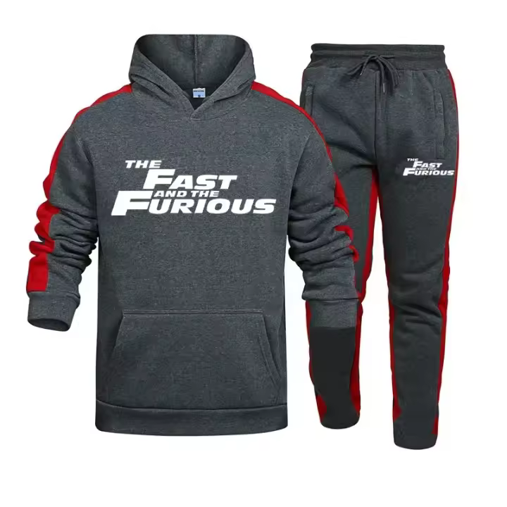 Conjunto De Deporte Para Hombre Con Capucha Sudadera Casual Estampado Joven Pantalones Elásticos Para Gimnasio Y Calle Ropa Térmica Para Correr - 1
