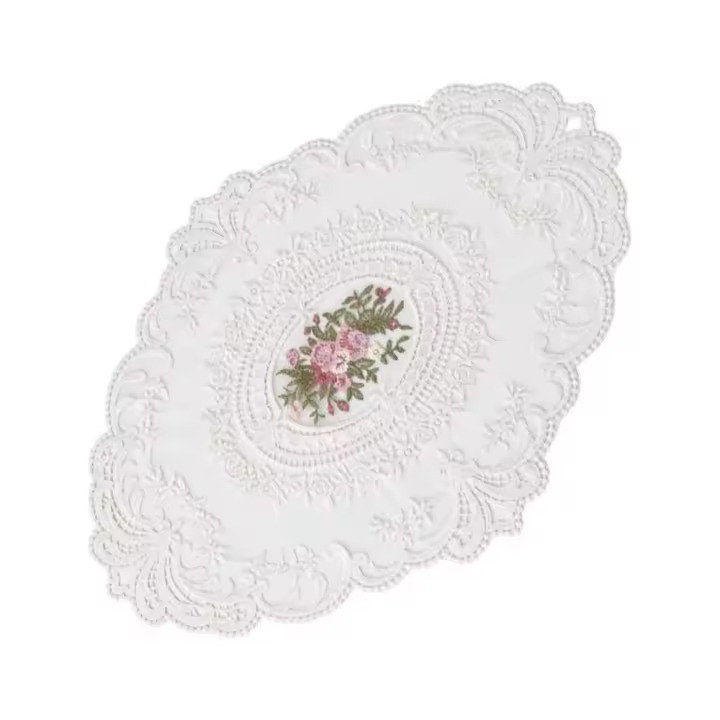 Mantel Individual De Lona Vintage Retro Con Bordado De Encaje Estilo Europeo Para Decoración De Mesa De Comedor Y Cocina - 1