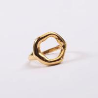 Anillo De Dedo Cuadrado Con Textura De Flor Geométrica Y Círculo Irregular En Oro Plateado 18K Para Mujer Joyería De Moda - details 0