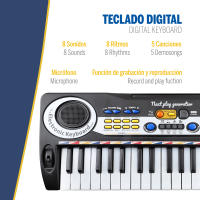 MeMe Music - Teclado electrónico con micrófono,  37 teclas, medidas de 43x16 cm, aprende a tocar el piano, teclado musical para niños, instrumentos musicales infantiles, teclados infantiles, piano iniciación niños, juguetes educativos 3 años - details 1